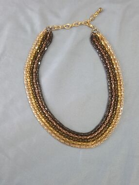 5 - Tone Layered Chain Necklace — Gold, Silver, Gunmetal, Bronze & Dark Gold